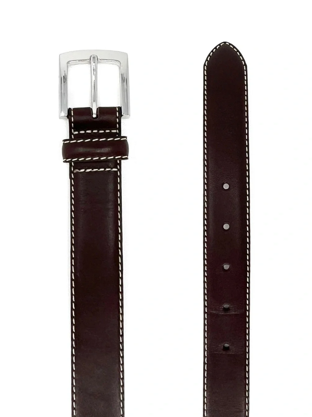 Vintage Brooks Brothers Brown Leather Men’s Belt Size 38 Silver-toned Buckle Vtg